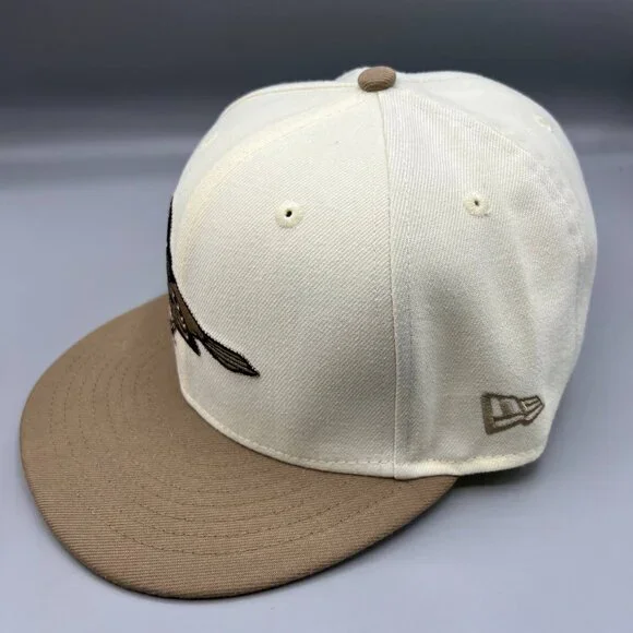 Baltimore Orioles Hat Men 7 5/8 White Brown‎ 59Fifty New Era MLB Fitted Cap
